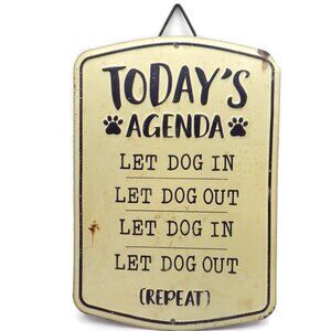 Funny Muddy Paws Tin Dog Sign/ Let Dog In/ Let Dog Out
